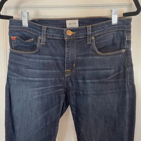 Hudson Natalie midrise skinny frayed ankle blue washed denim Jean designer 27 - Picture 8 of 12